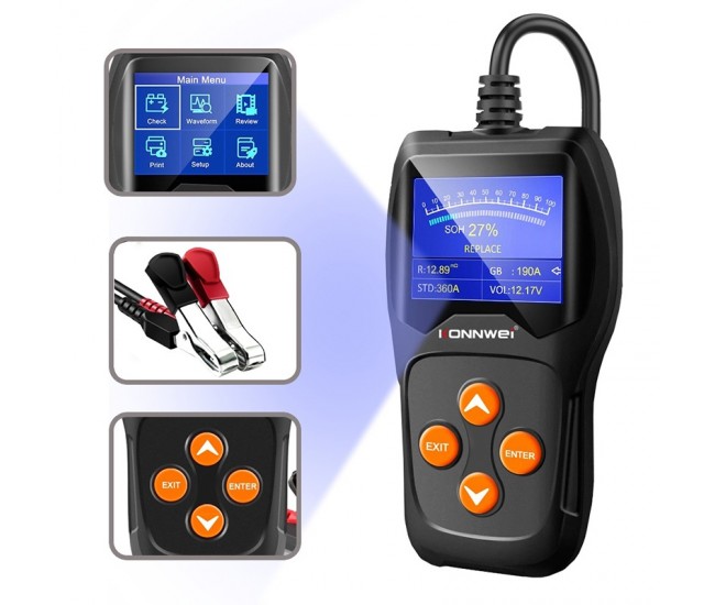 TESTER BATERII AUTO KW600 KONWEII 