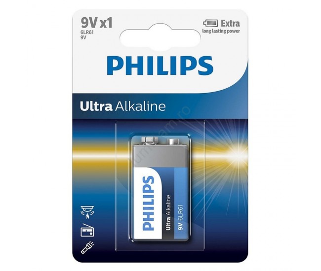 BATERIE ULTRA ALKALINE 9V BLISTER 1 BUC PHILIPS 