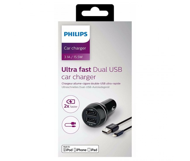 INCARCATOR AUTO DUAL USB ULTRA-RAPID PHILIPS 