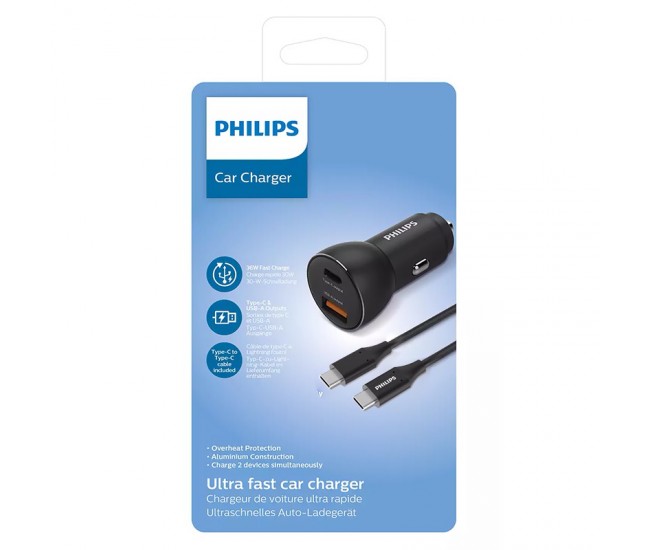 INCARCATOR AUTO USB -A SI USB TYPE C PHILIPS 