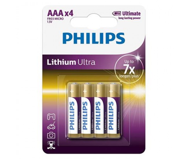 BATERIE LITHIUM ULTRA LR3 AAA BLISTER 4 BUC PHILIPS 