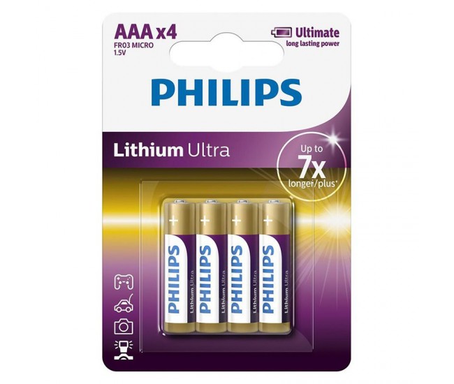BATERIE LITHIUM ULTRA LR3 AAA BLISTER 4 BUC PHILIPS 