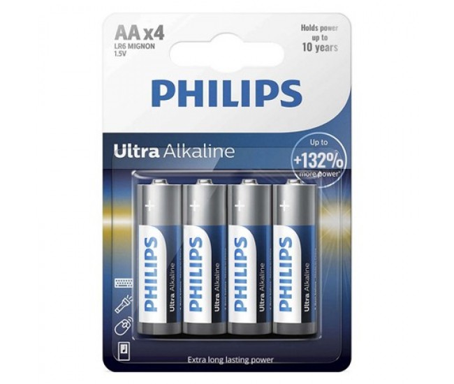 BATERIE ULTRA ALKALINE LR6 AA BLISTER 4 BUC PHILIPS 