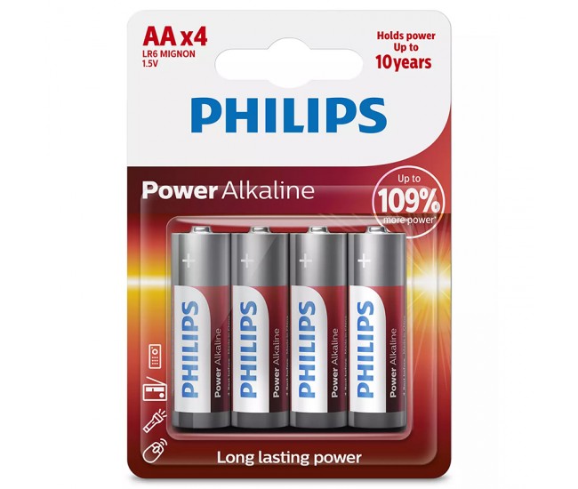 BATERIE POWER ALKALINE LR6 AA BLISTER 4 BUC PHILIPS 