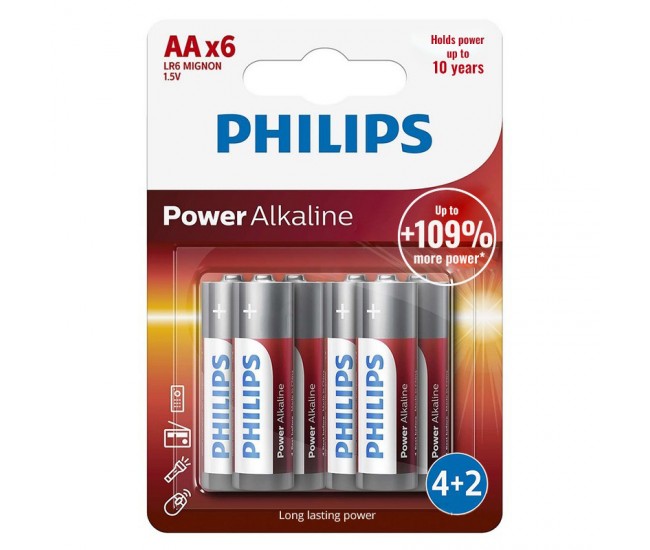 BATERIE POWER ALKALINE LR6 AA BLISTER 6 BUC PHILIPS 