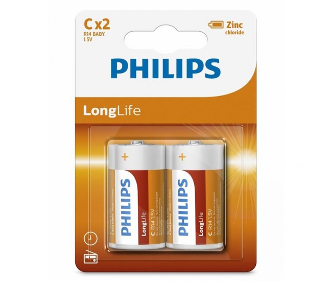 BATERIE LONGLIFE R14 C BLISTER 2 BUC PHILIPS 