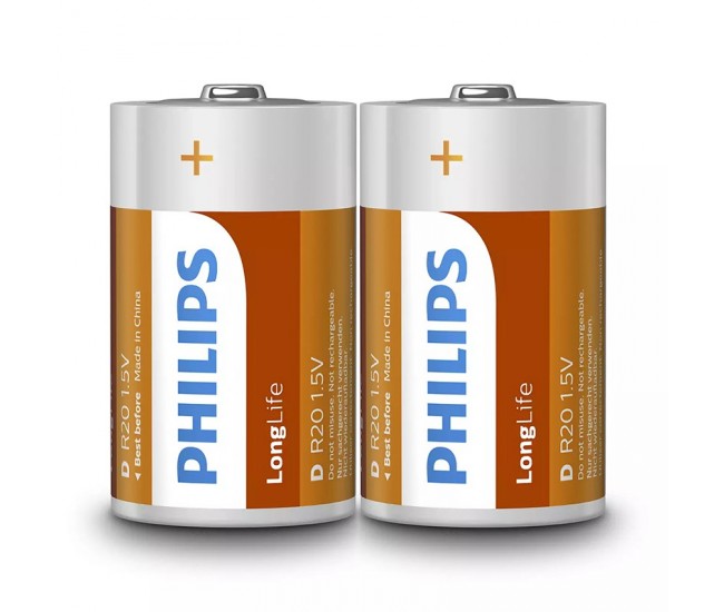 BATERIE LONGLIFE R20 D FOLIE  2 BUC PHILIPS 
