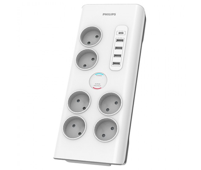 PRELUNGITOR SURGE PROTECTOR 6 PRIZE 2M 5 X USB PHILIPS 