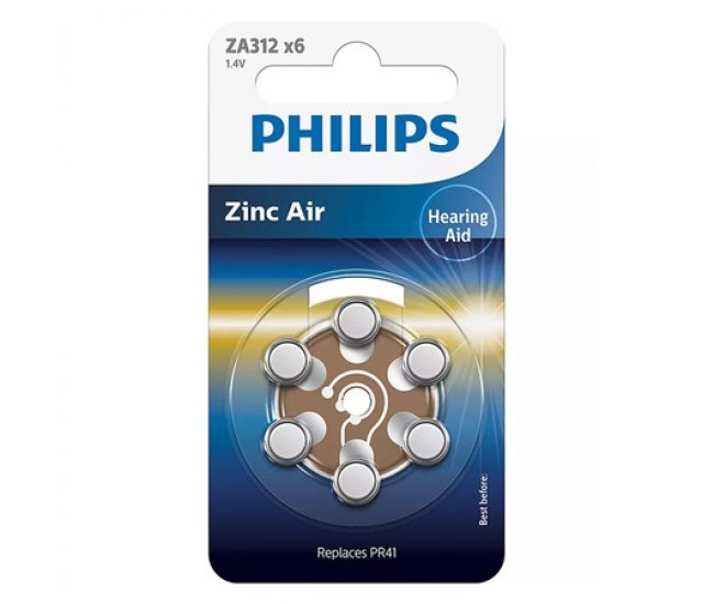 BATERIE AUDITIVA ZINC AIR BLISTER 6 BUC PHILIPS 