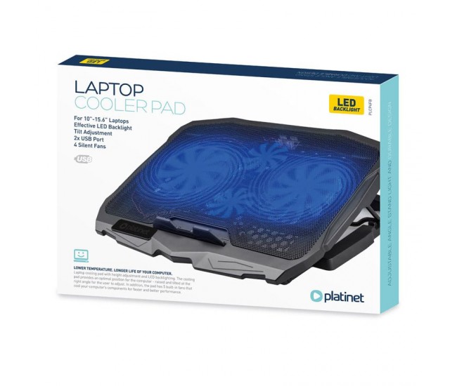 COOLING PAD LAPTOP 4 FANS 2 USB PLATINET 