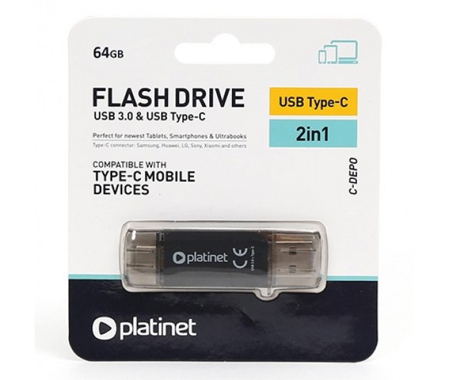 FLASH DRIVE USB 3.0 TYPE C 64GB C-DEPO PLATIN