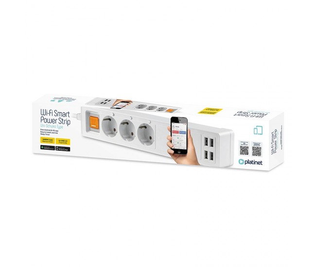 PRELUNGITOR SMART 16A 3 PRIZE 4 USB 1.8M TUYA 