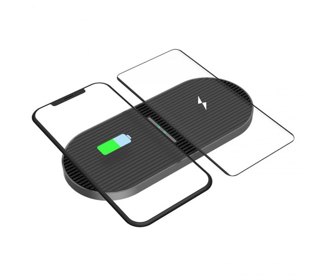 CHARGER WIRELESS QI DUO 2X10W TYPE C PLATINET 
