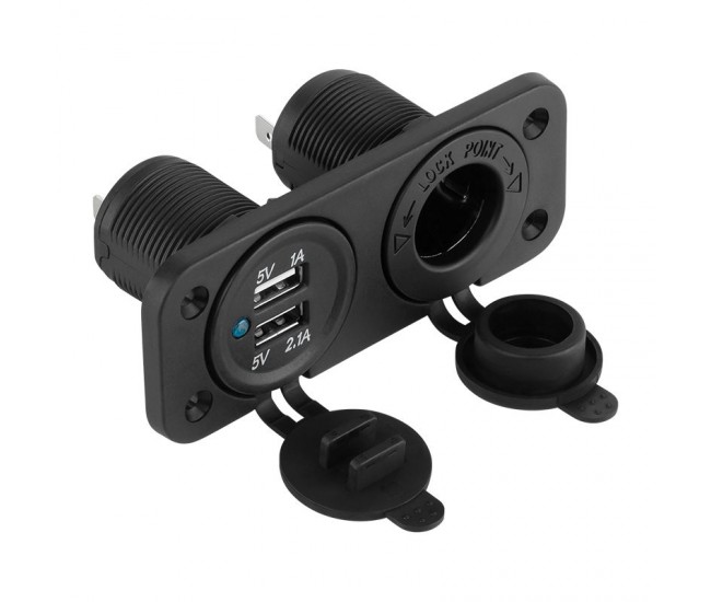 MUFA MONTAJ AUTO INCARCARE 2XUSB 3.1A+BRICHETA 