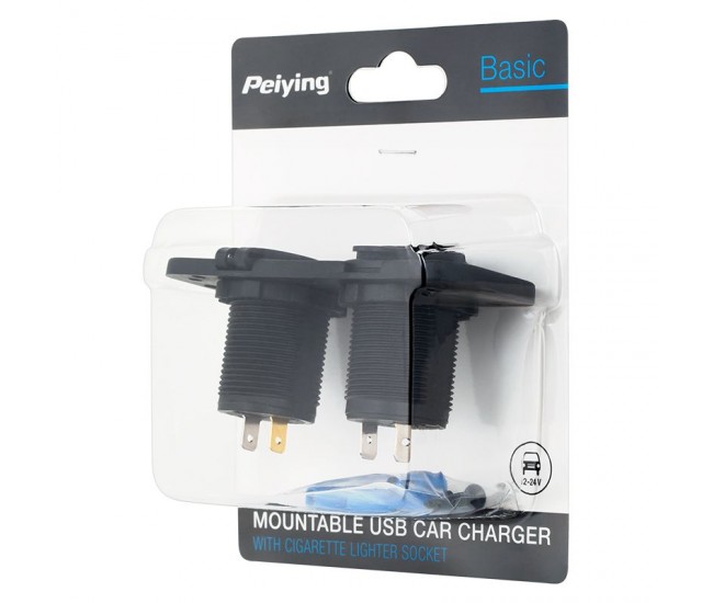MUFA MONTAJ AUTO INCARCARE 2XUSB 3.1A+BRICHETA 