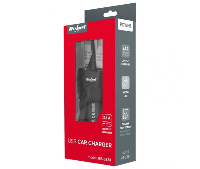 INCARCATOR AUTO MICRO USB 2100MA REBEL 
