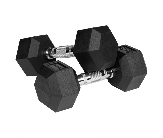 GANTERE DUMBBELL HEX FONTA CAUCIUCATA 2X8KG REBEL ACTIV 