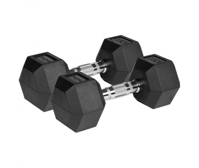 GANTERE DUMBBELL HEX FONTA CAUCIUCATA 2X10KG REBEL ACTI 