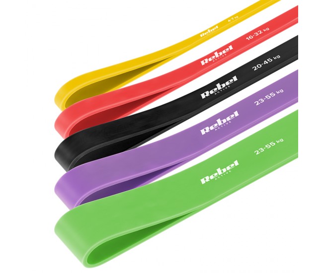 SET 5 BENZI ELASTICE TPE POWER BAND 4-55KG REBEL ACTIVE 
