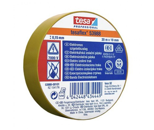 BANDA IZOLATOARE TESAFLEX 20M GALBEN 10 BUC 