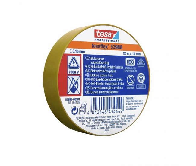 BANDA IZOLATOARE TESAFLEX 20M GALBEN 10 BUC 