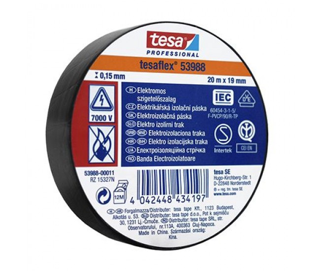 BANDA IZOLATOARE TESAFLEX 20M NEGRU 10 BUC 