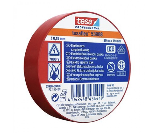 BANDA IZOLATOARE TESAFLEX 20M ROSU 10 BUC 