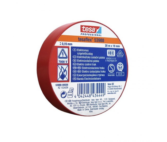 BANDA IZOLATOARE TESAFLEX 20M ROSU 10 BUC 