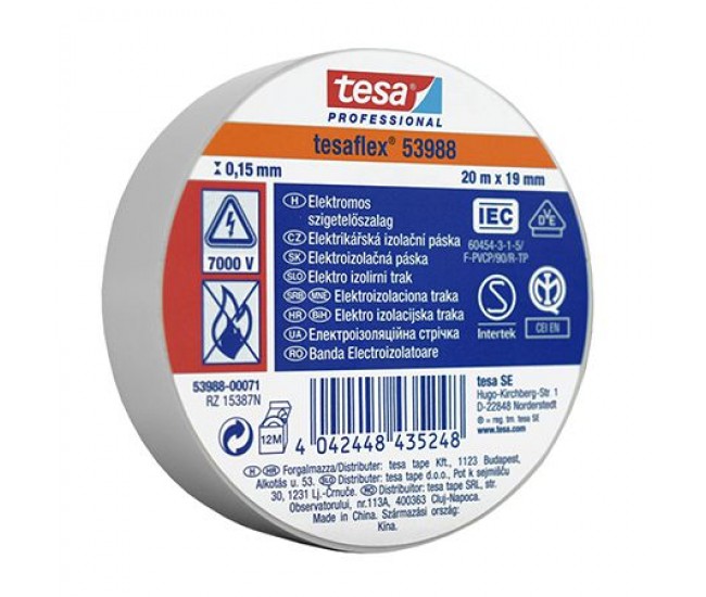 BANDA IZOLATOARE TESAFLEX 20M ALB 10 BUC 