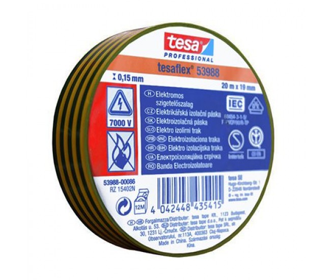 BANDA IZOLATOARE TESAFLEX 20M GALBEN/VERDE 10BUC 