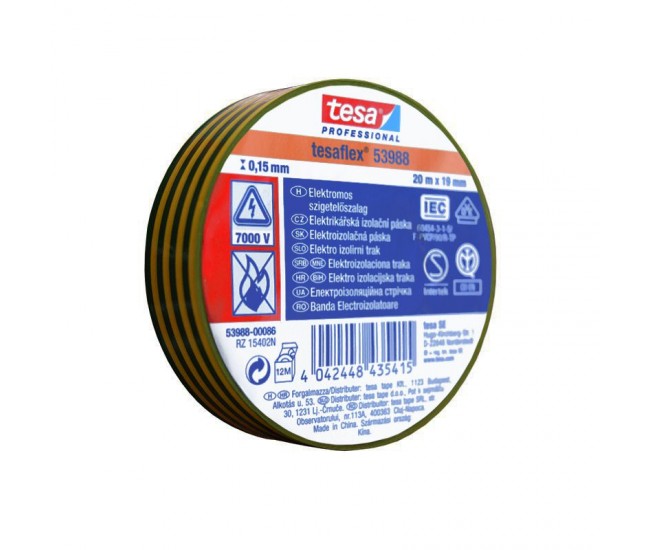 BANDA IZOLATOARE TESAFLEX 20M GALBEN/VERDE 10BUC 