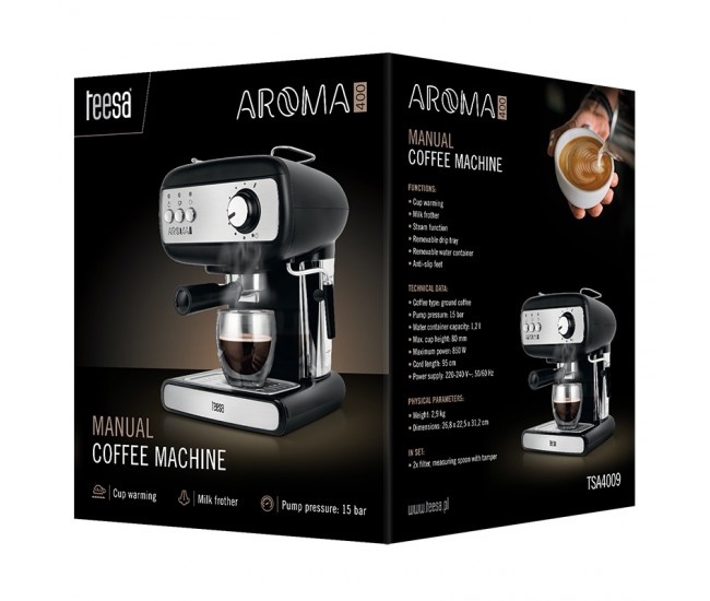 ESPRESSOR MANUAL 15 BAR 850W TEESA 