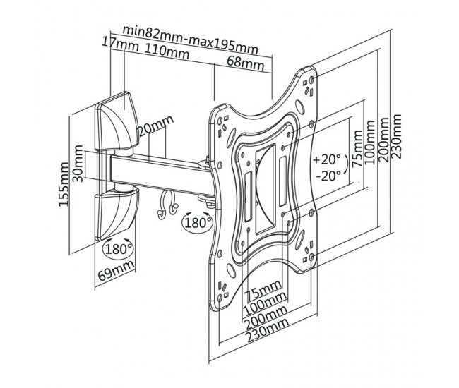 SUPORT TV DE PERETE 23-42INCH CABLETECH