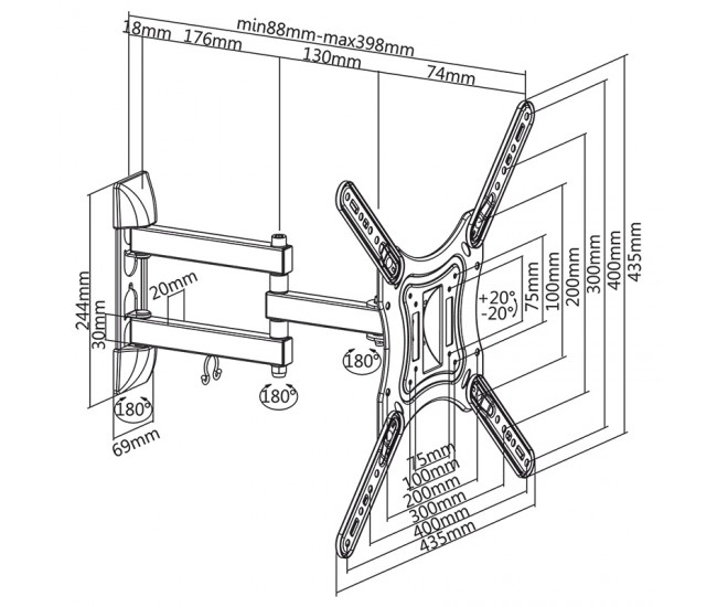 SUPORT TV DE PERETE 23-55INCH CABLETECH 