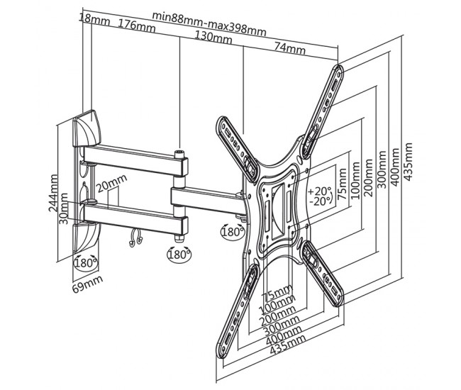 SUPORT TV DE PERETE 23-55INCH CABLETECH 