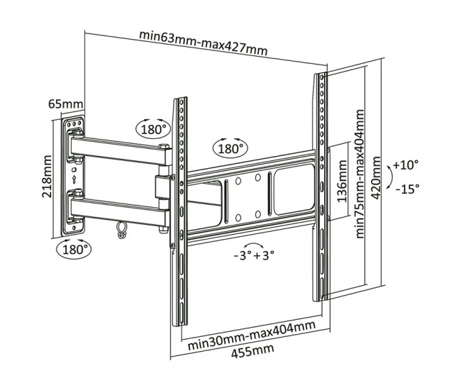 SUPORT TV DE PERETE 32-55 INCH CABLETECH 