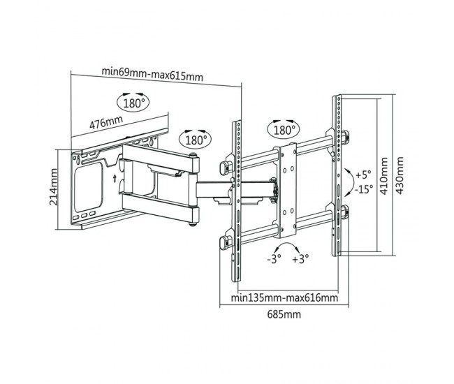 SUPORT TV DE PERETE 37-70 INCH CABLETECH 
