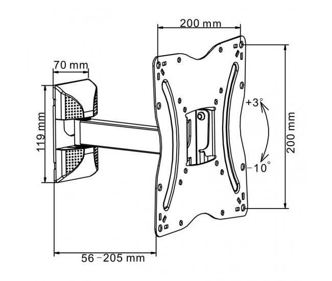 SUPORT TV 13-42 INCH PIVOTARE ORIZONTALA/VERT