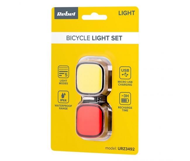 SET ILUMINAT BICICLETA FATA SPATE USB 