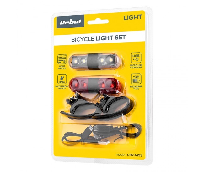 SET ILUMINAT BICICLETA FATA SPATE USB 