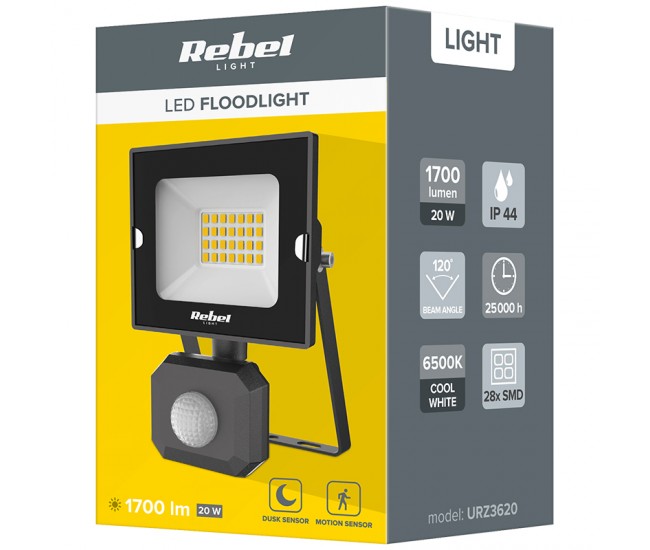 REFLECTOR 20W CU SENZOR DE MISCARE 6500K 230V REBEL 