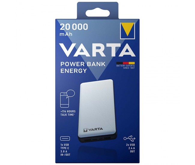 POWER BANK 2X USB 1X TYPE-C 20000MAH VARTA