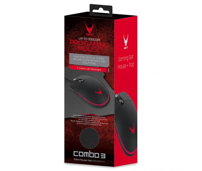 SET MOUSE GAMING 3200DPI + MOUSEPAD 
