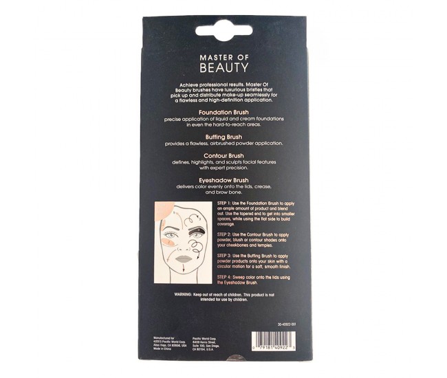 Set pensule machiaj 4 bucati Master of Beauty 40922