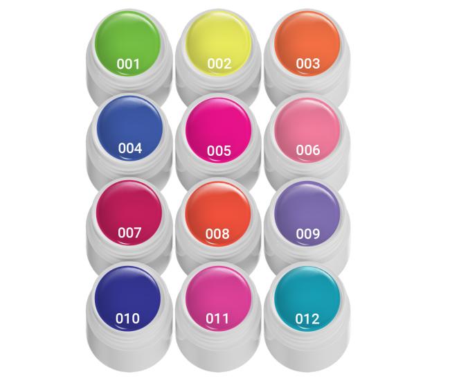 Geluri colorate set 12, Zenail Neon, gel unghii 12 x 5 g