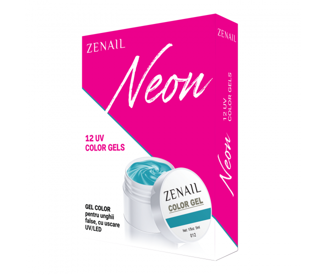Geluri colorate set 12, Zenail Neon, gel unghii 12 x 5 g