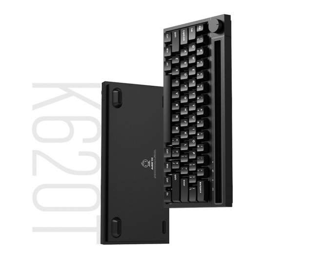 Tastatura mecanica Ajazz K620T,  Bluetooth Wireless, Dual Mode, Baterie 4400mA, RGB Backlit, suport integrat, design ergonomic, Negru