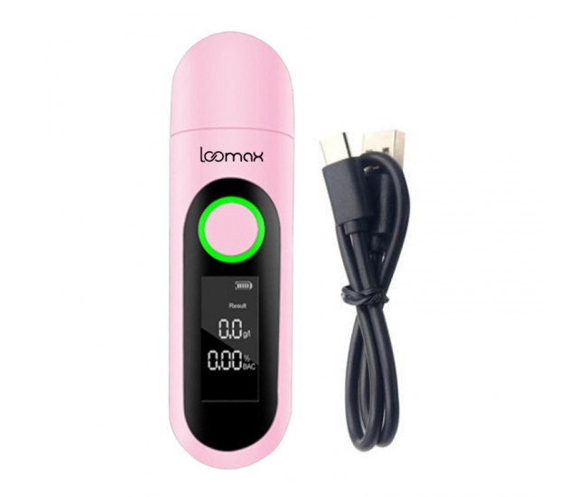Alcool tester, etilotest, Loomax, afisaj digital, roz