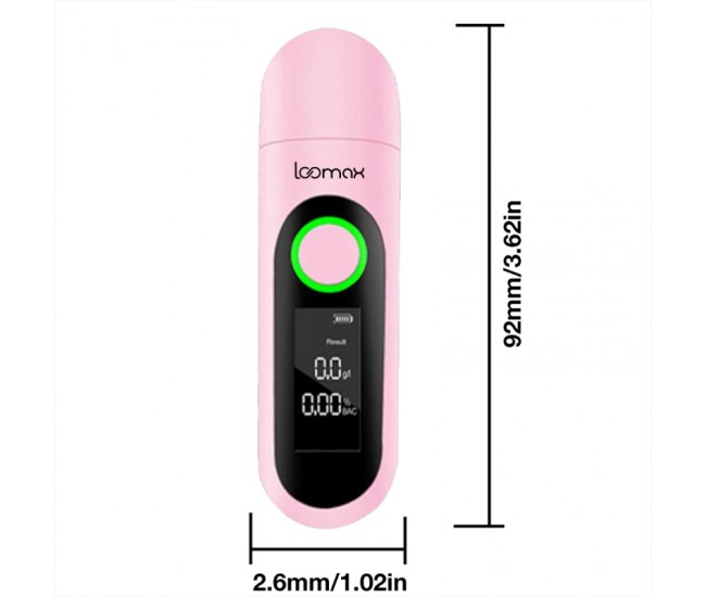 Alcool tester, etilotest, Loomax, afisaj digital, roz
