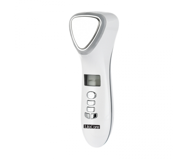Aparat masaj facial Lila Care, pentru indepartarea liniilor fine, vibratii cu ultrasunete, masaj rece/cald, foton, functie de intinerire, alb